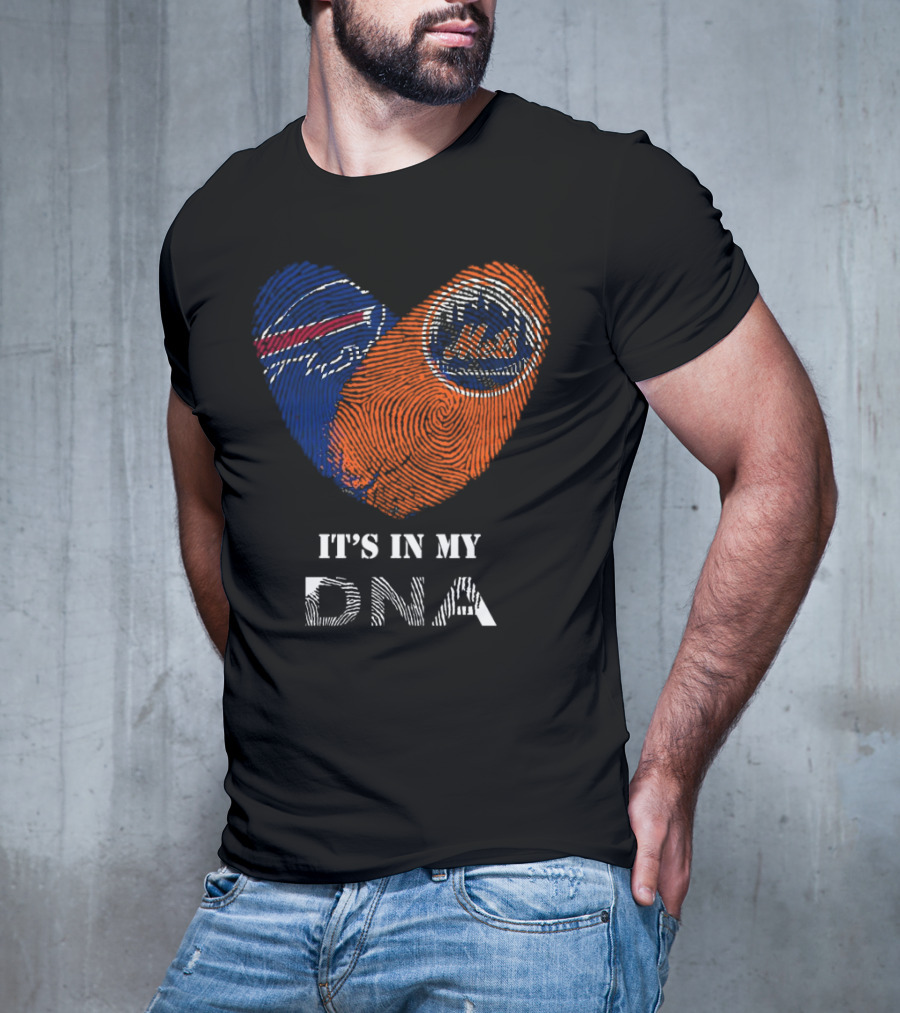 Buffalo Bills New York Mets It's In My DNA Heart T-Shirt