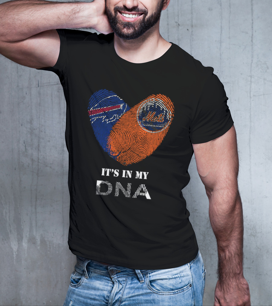 Buffalo Bills New York Mets It's In My DNA Heart T-Shirt
