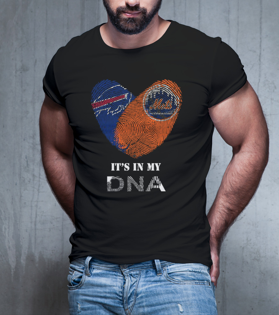 Buffalo Bills New York Mets It's In My DNA Heart T-Shirt