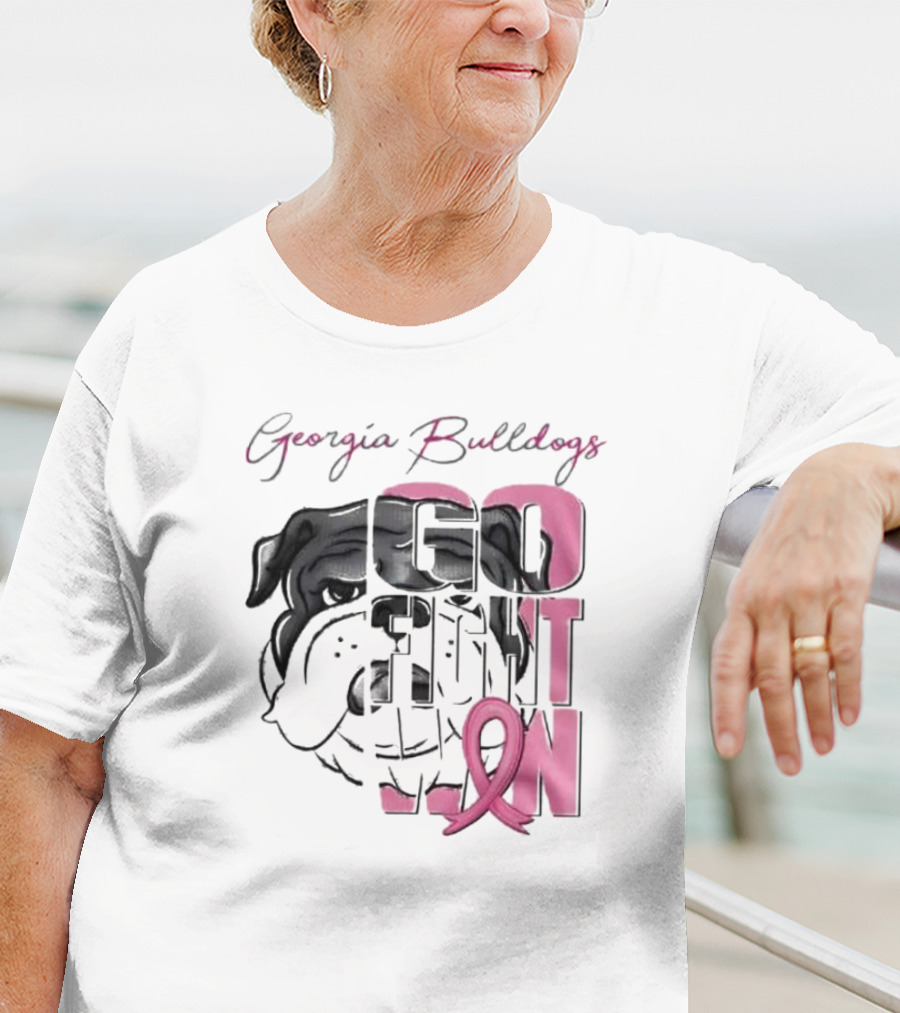 Georgia Bulldogs Go Fight Win Breast Cancer Awareness T-Shirt