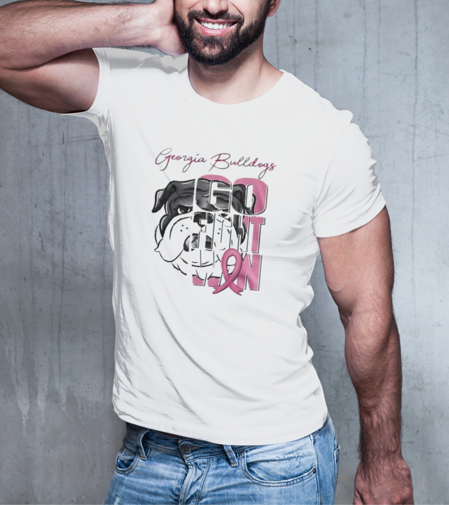 Georgia Bulldogs Go Fight Win Breast Cancer Awareness T-Shirt