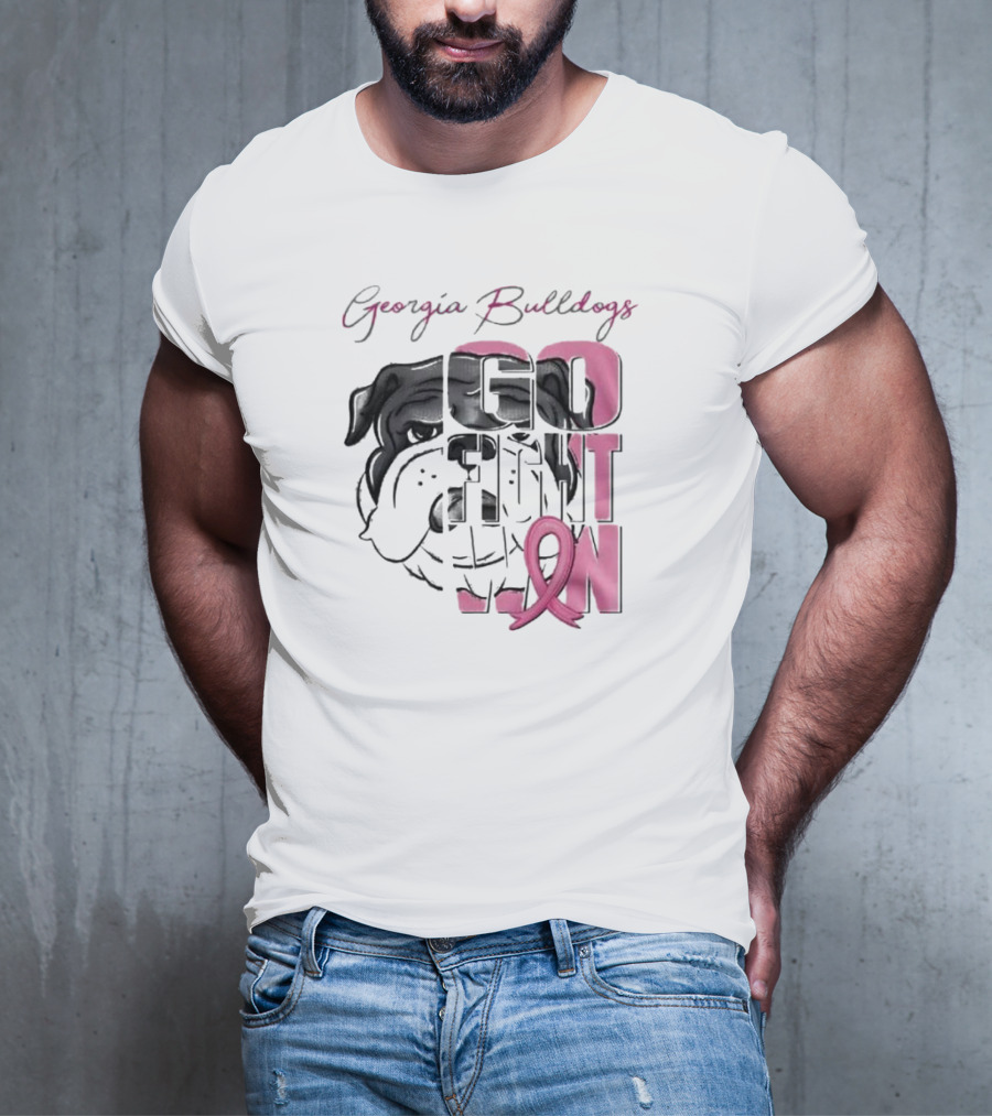 Georgia Bulldogs Go Fight Win Breast Cancer Awareness T-Shirt