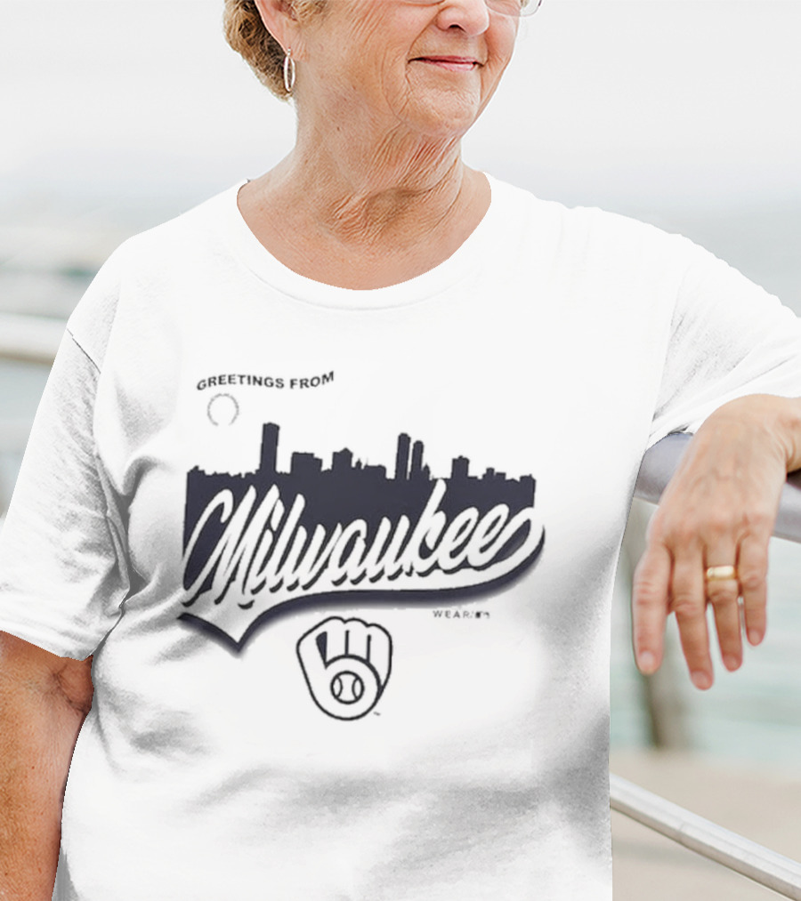 Greetings From Milwaukee Brewers Skyline Wear ᐩ 3 T-Shirt