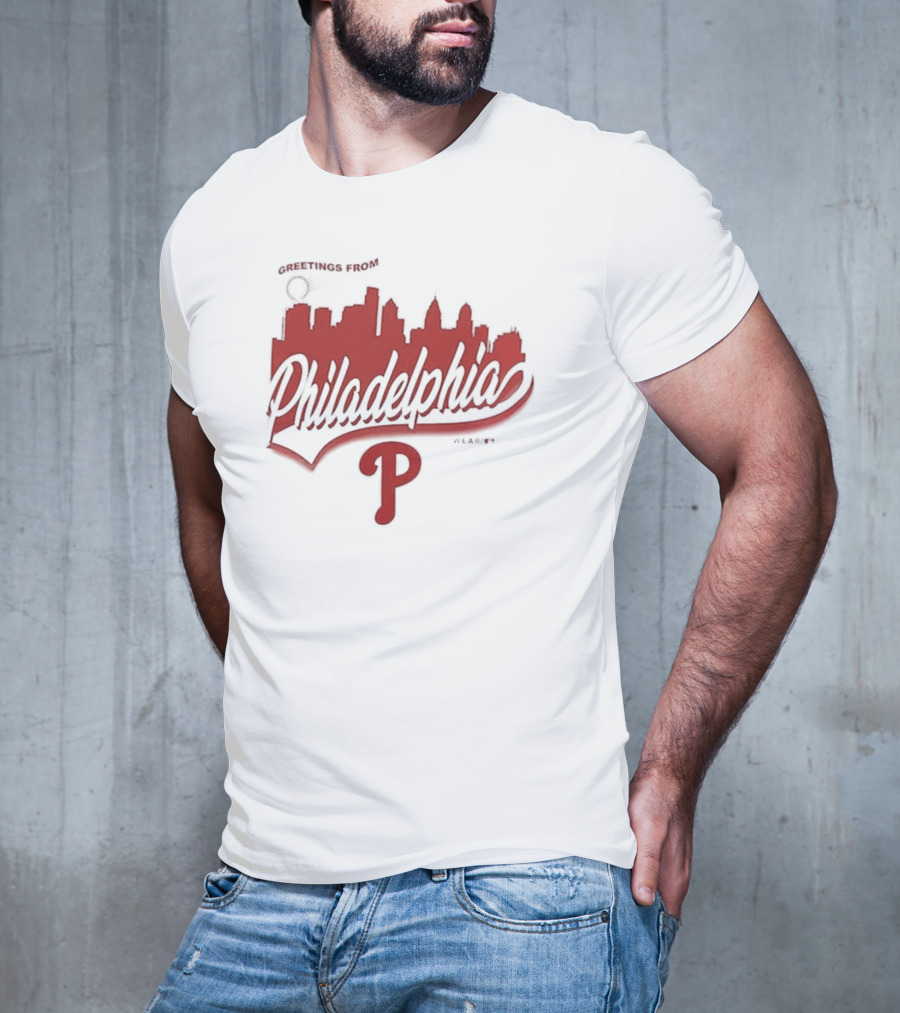 Greetings From Philadelphia Phillies Skyline T-Shirt