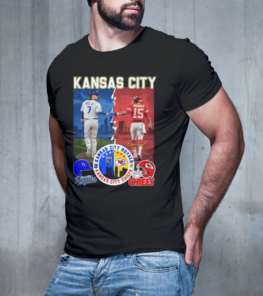 Kansas City Royals Robert Witt Jr. Chiefs Patrick Mahomes Signatures Royals Chiefs T-Shirt