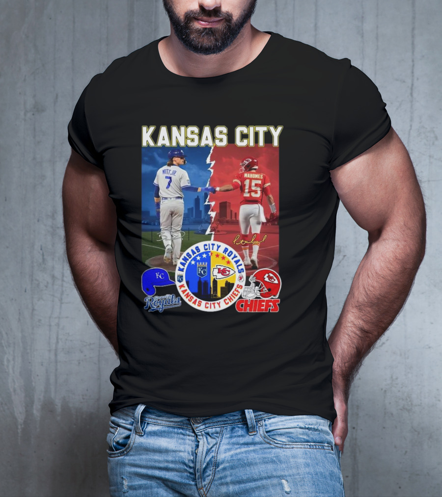 Kansas City Royals Robert Witt Jr. Chiefs Patrick Mahomes Signatures Royals Chiefs T-Shirt