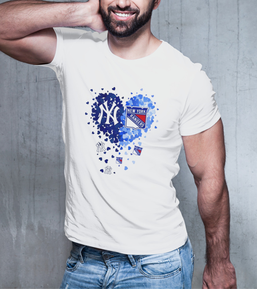 New York Yankees Rangers Heart T-Shirt