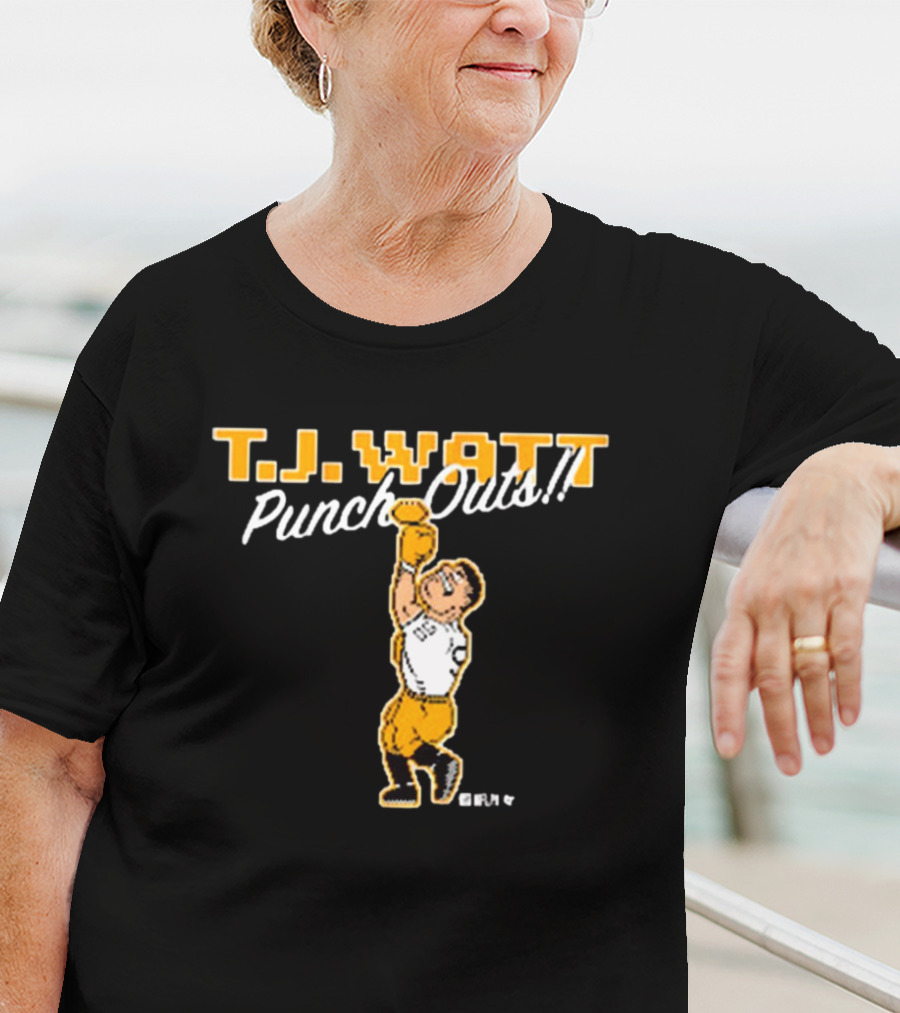T.J. Watt Punch-Outs Pittsburgh Steelers NFL Boxer Victory T-Shirt