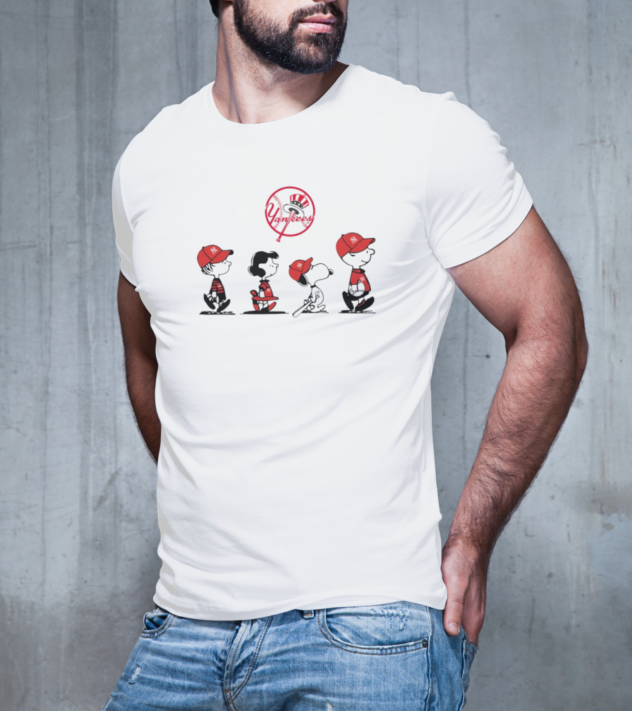 Peanuts Characters Yankees Baseball T-Shirt