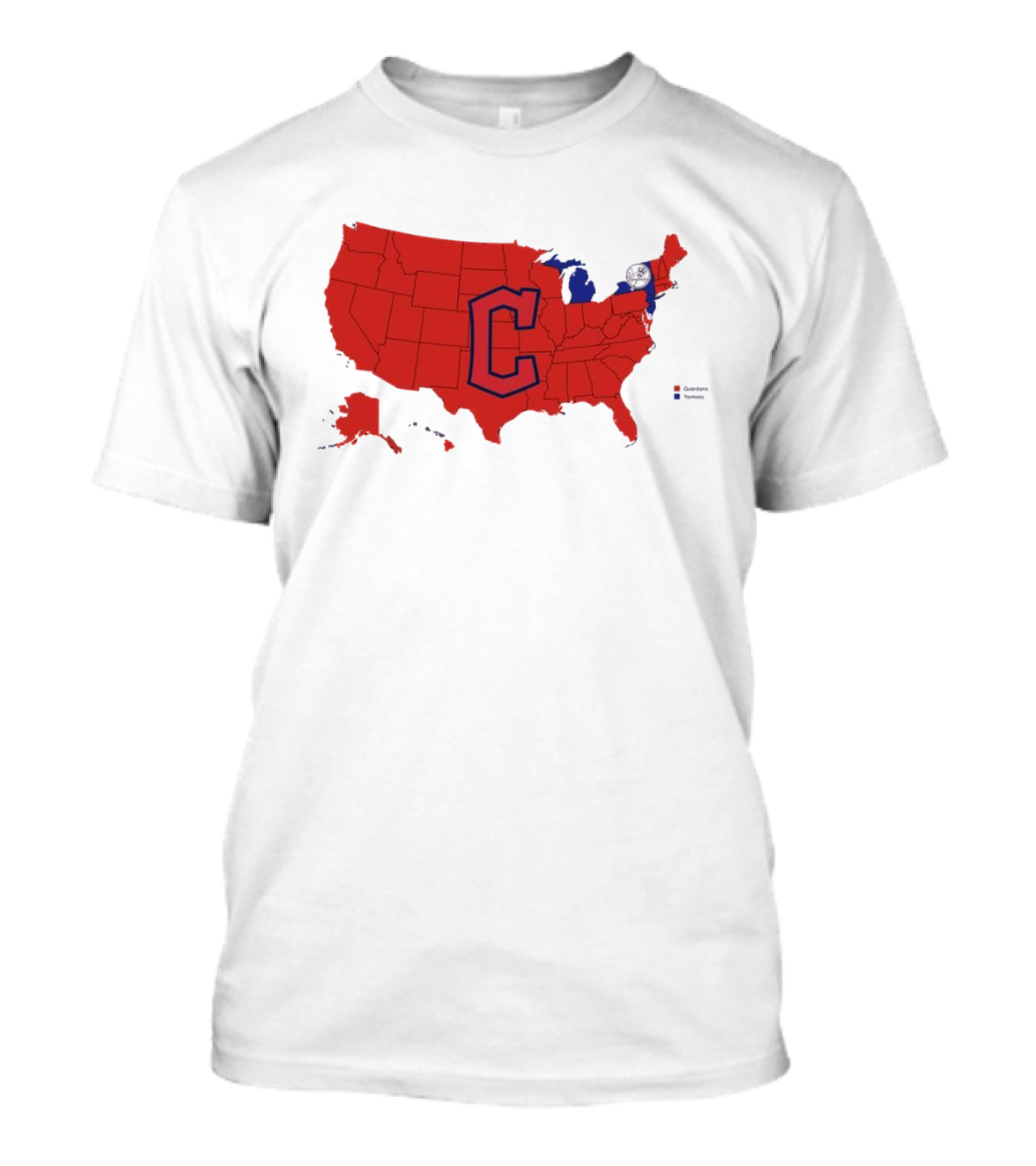 Map Showing Cleveland Guardians Dominance Over New York Yankees In ALCS Fan Support Across America T-Shirt