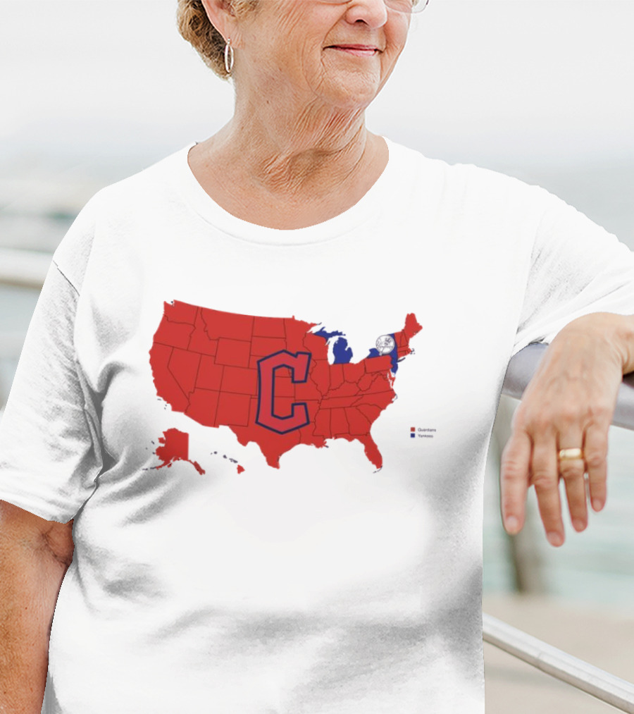 Map Showing Cleveland Guardians Dominance Over New York Yankees In ALCS Fan Support Across America T-Shirt
