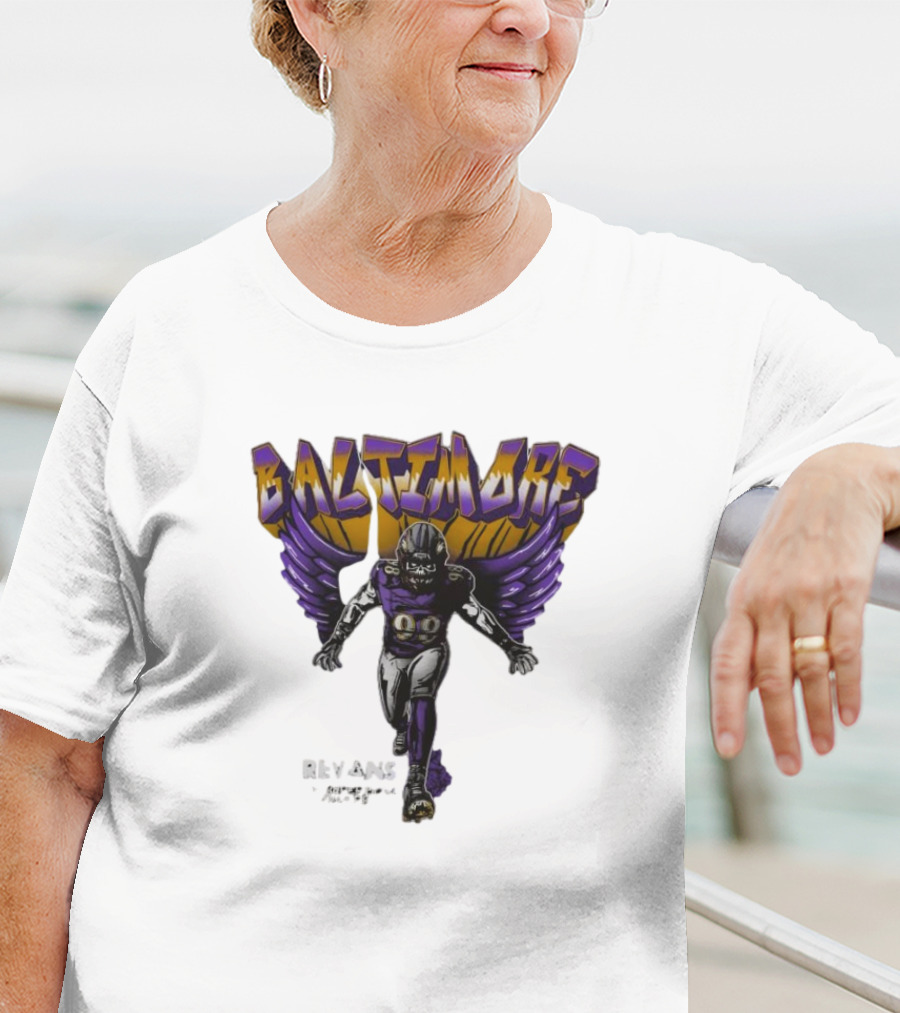 Baltimore Ravens Superbowl Champ Football Player With Ravens Wings T-Shirt