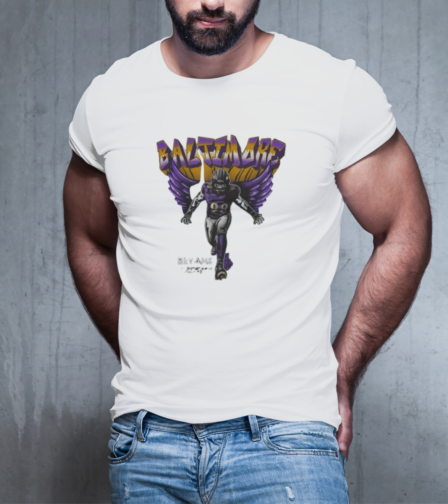 Baltimore Ravens Superbowl Champ Football Player With Ravens Wings T-Shirt