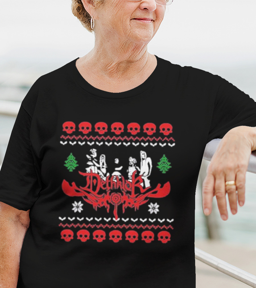 Dethklok Knit Holiday Ugly Sweater Skulls Snowflakes Trees T-Shirt