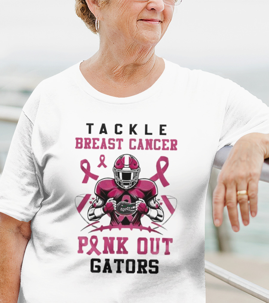 Tackle Breast Cancer Pink Out Gators Football T-Shirt