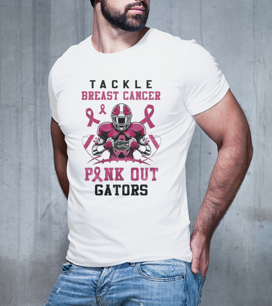Tackle Breast Cancer Pink Out Gators Football T-Shirt
