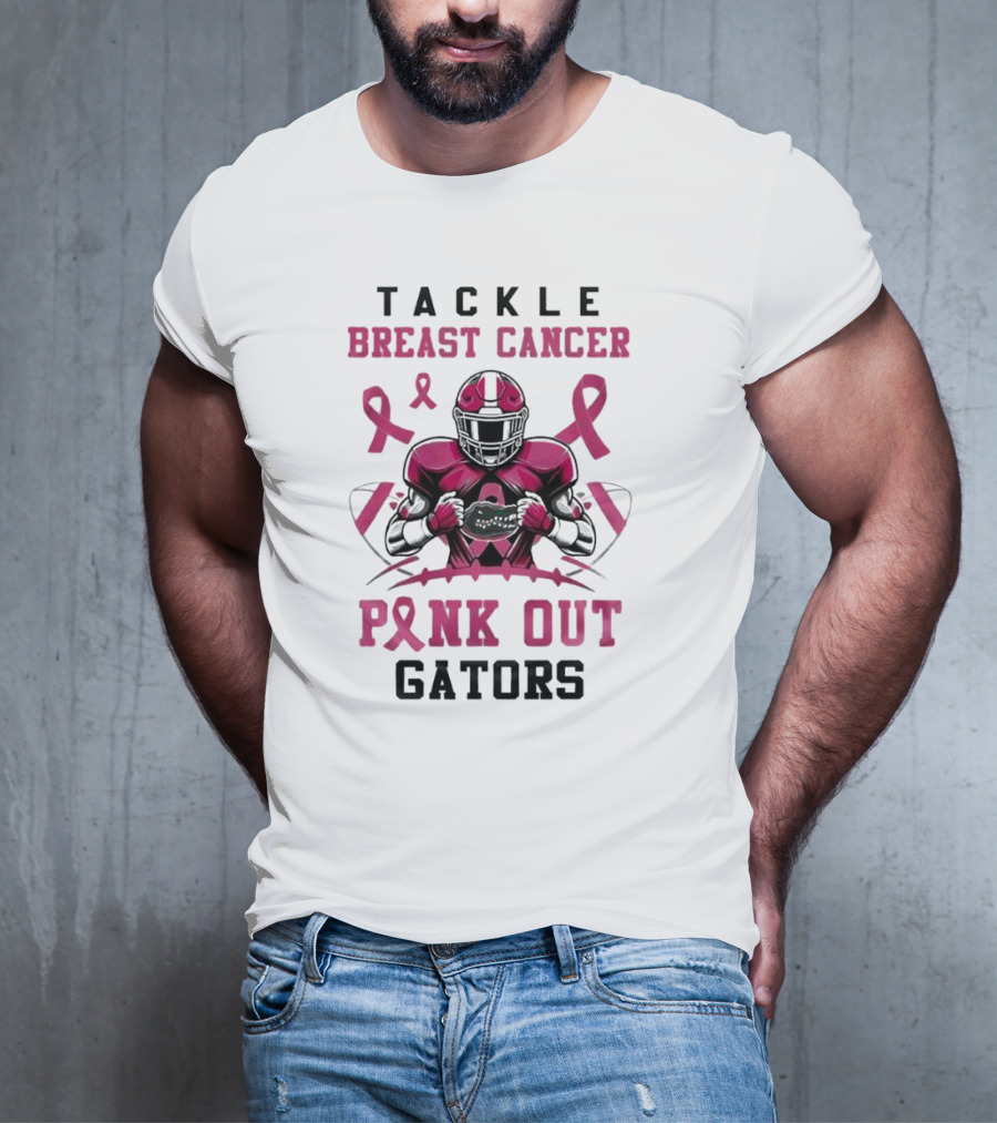 Tackle Breast Cancer Pink Out Gators Football T-Shirt