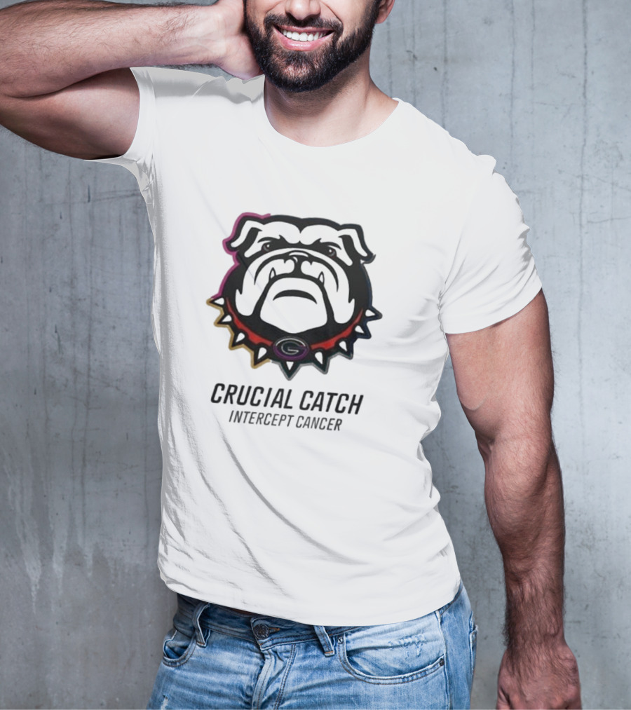 Georgia Bulldogs Crucial Catch Intercept Cancer T-Shirt