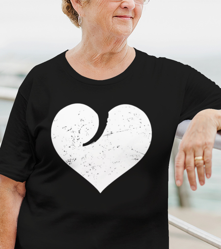 Gun Trigger Heart Distressed White Heart Shape T-Shirt