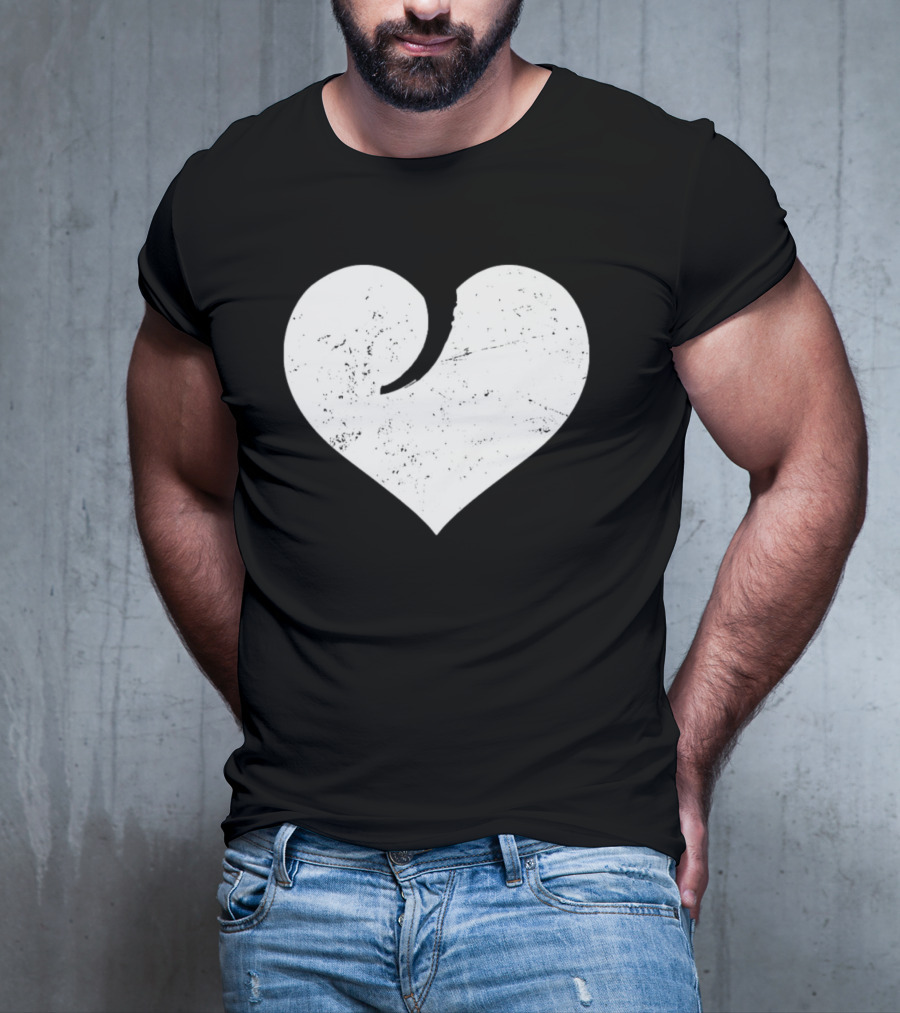 Gun Trigger Heart Distressed White Heart Shape T-Shirt