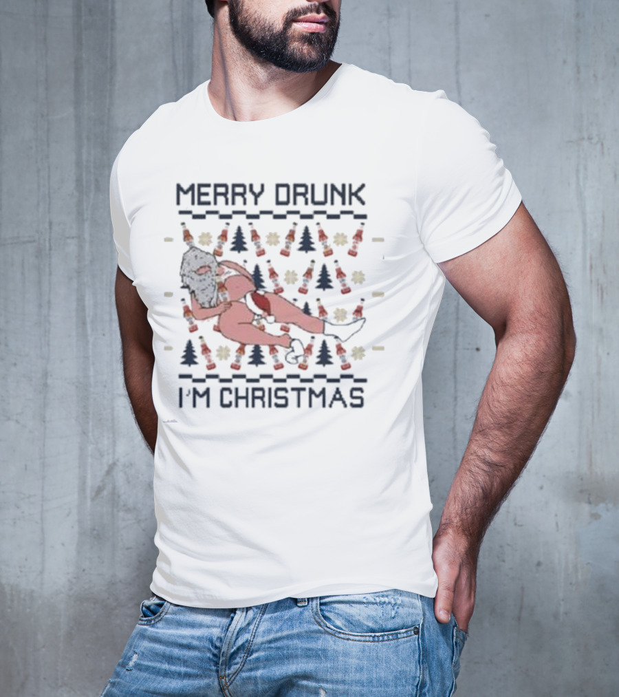 Miller Lite Merry Drunk Santa Ugly Christmas I'm Christmas T-Shirt