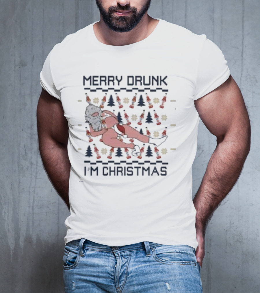 Miller Lite Merry Drunk Santa Ugly Christmas I'm Christmas T-Shirt