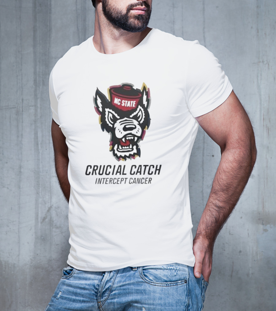 NC State Wolfpack Crucial Catch Intercept Cancer T-Shirt