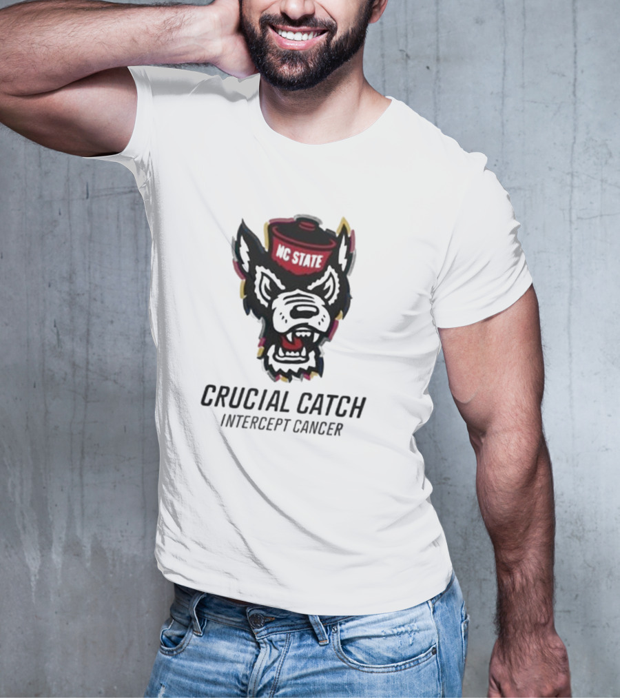 NC State Wolfpack Crucial Catch Intercept Cancer T-Shirt