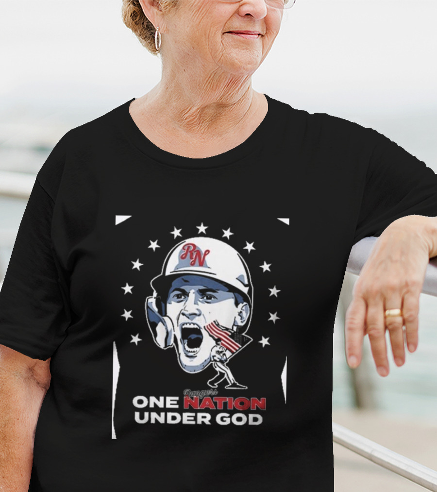 Rangers One Nation Under God Baseball Player And Stars With American Flag T-Shirt