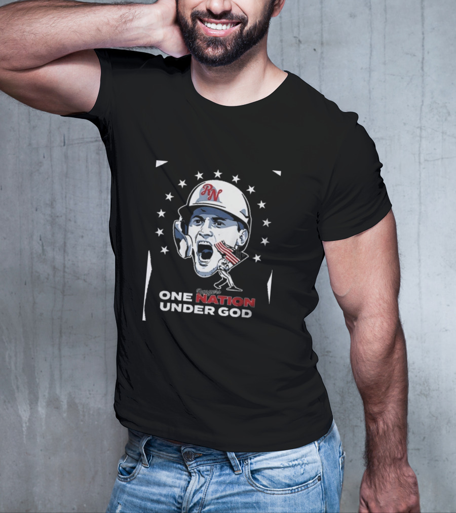 Rangers One Nation Under God Baseball Player And Stars With American Flag T-Shirt