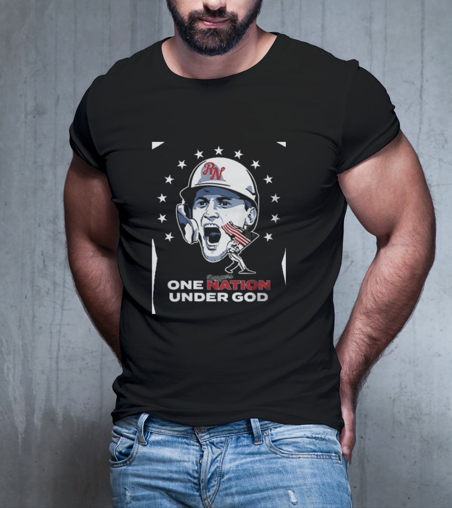 Rangers One Nation Under God Baseball Player And Stars With American Flag T-Shirt