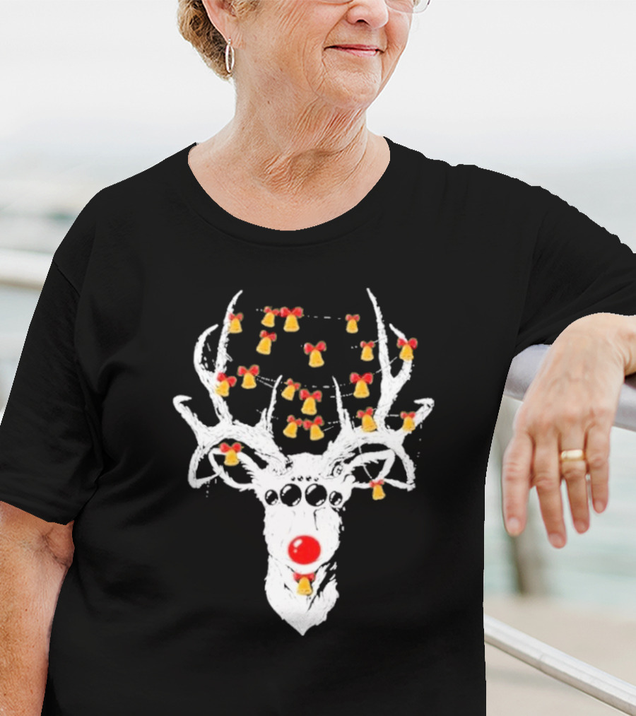 Reindeer Deer Christmas Rudolph With Bells T-Shirt