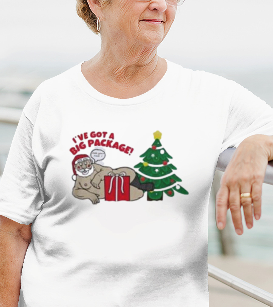 I've Got A Big Package Santa's Tree Smash Ugly Christmas T-Shirt
