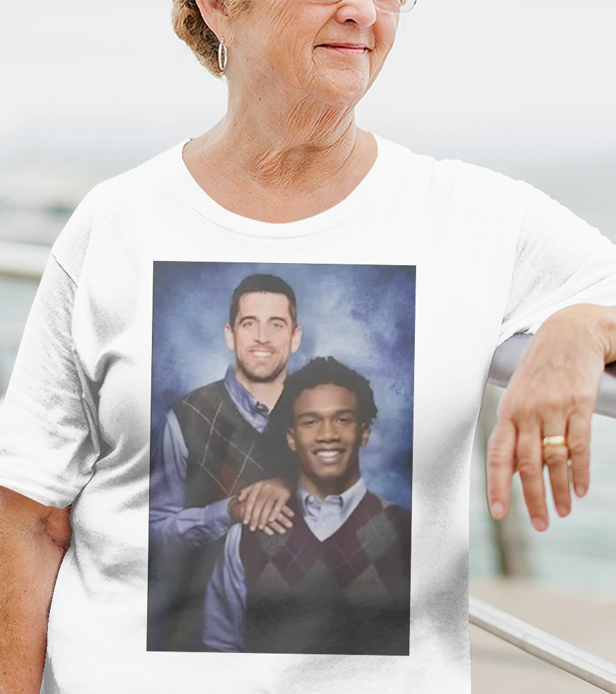 Step Brothers Aaron Rodgers Garrett Wilson New York Jets Portrait Mockup T-Shirt
