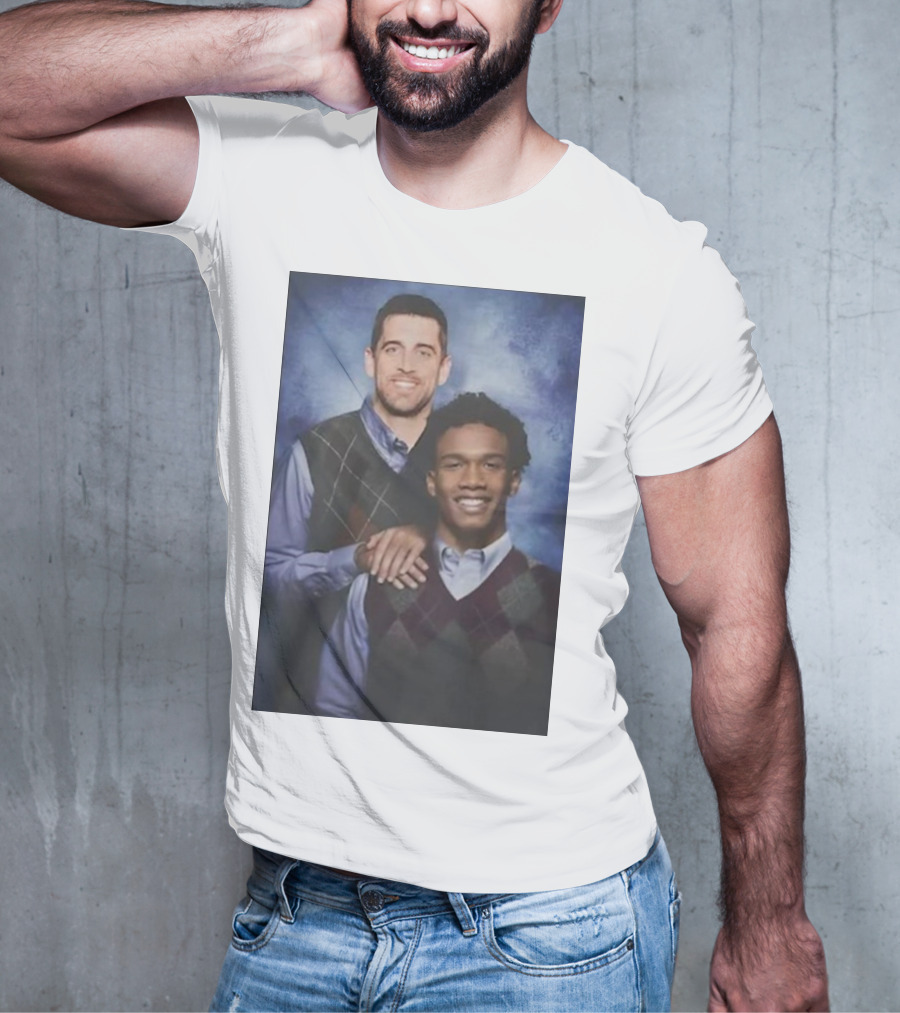 Step Brothers Aaron Rodgers Garrett Wilson New York Jets Portrait Mockup T-Shirt