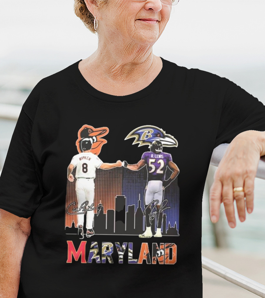 Orioles Ripken Ravens Lewis Maryland Icons And Signatures T-Shirt