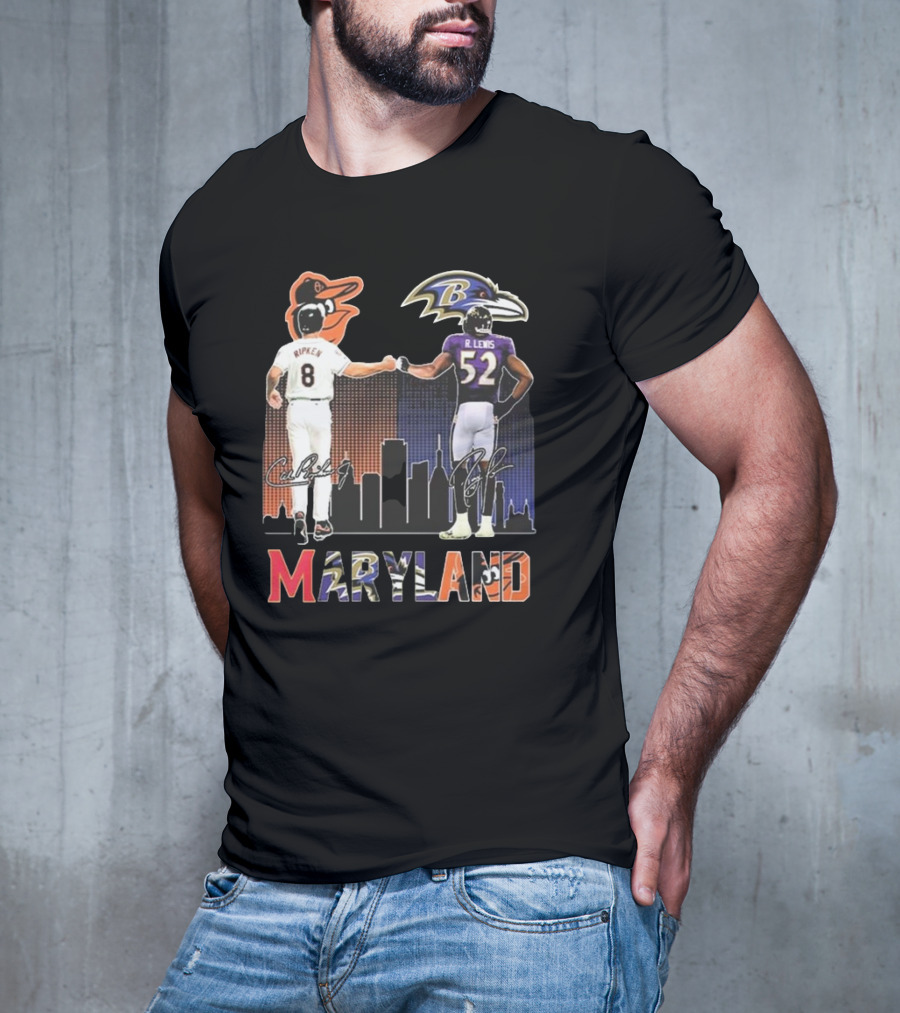 Orioles Ripken Ravens Lewis Maryland Icons And Signatures T-Shirt