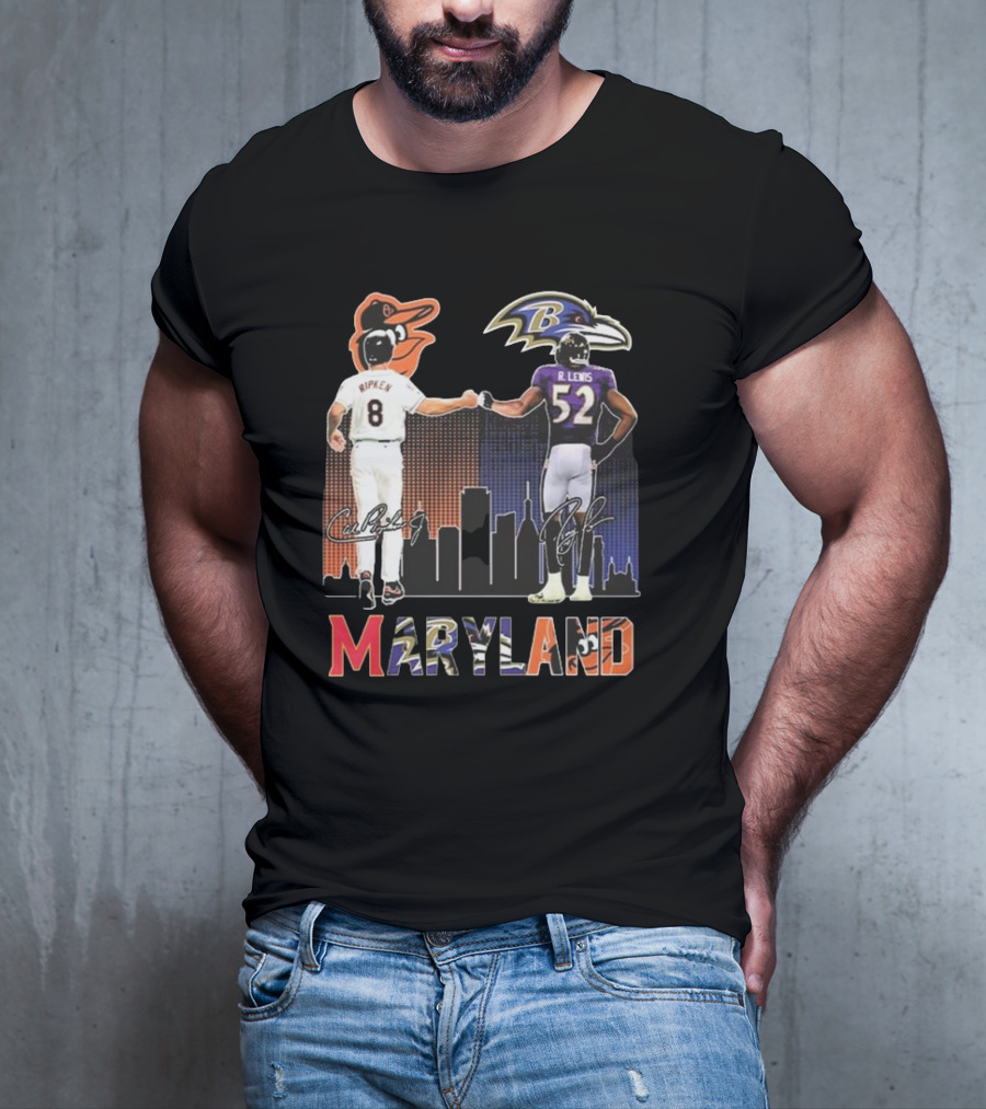 Orioles Ripken Ravens Lewis Maryland Icons And Signatures T-Shirt