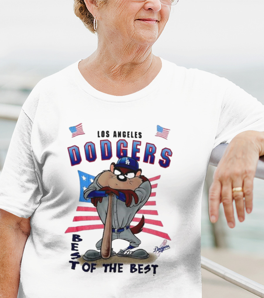Los Angeles Dodgers Best Of The Best With Mascot And American Flags T-Shirt