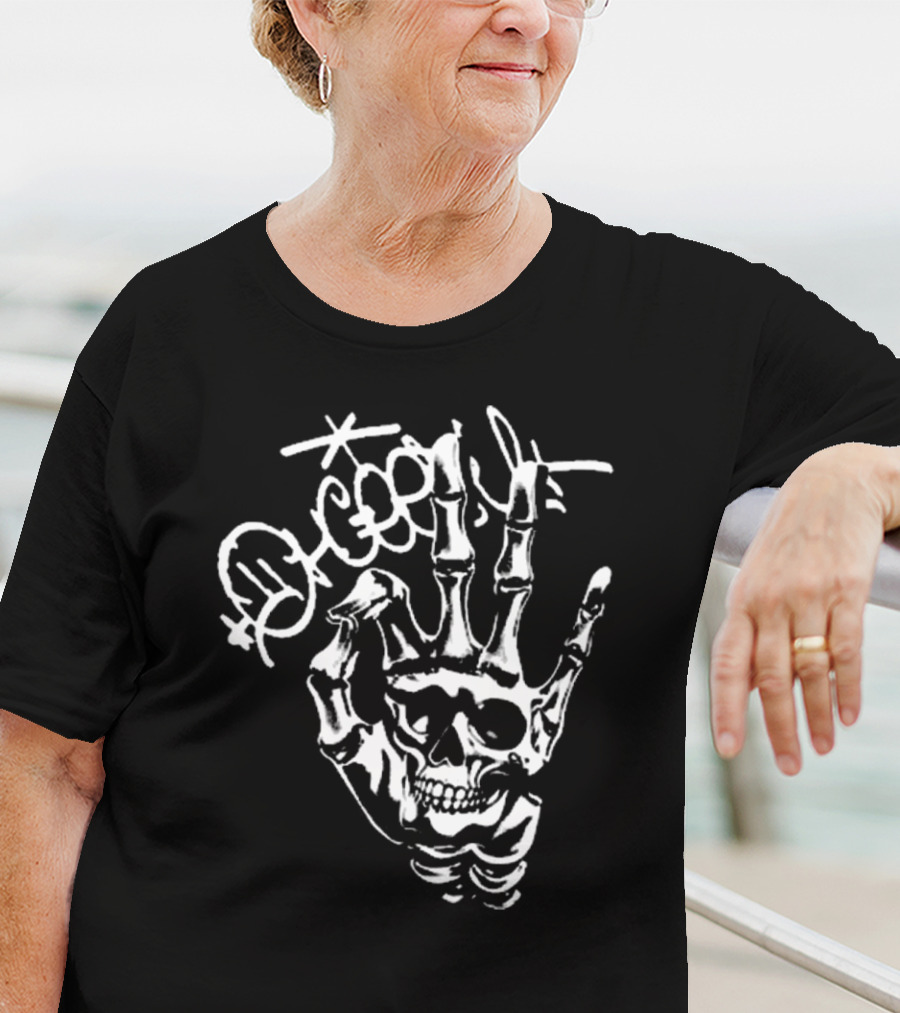 Ohgeesy Geezyworld Skeleton Hand And Skull T-Shirt