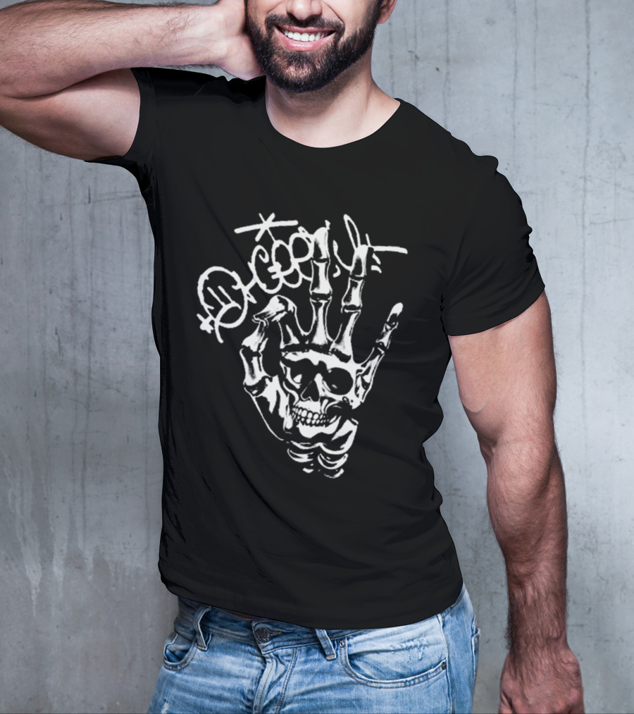 Ohgeesy Geezyworld Skeleton Hand And Skull T-Shirt