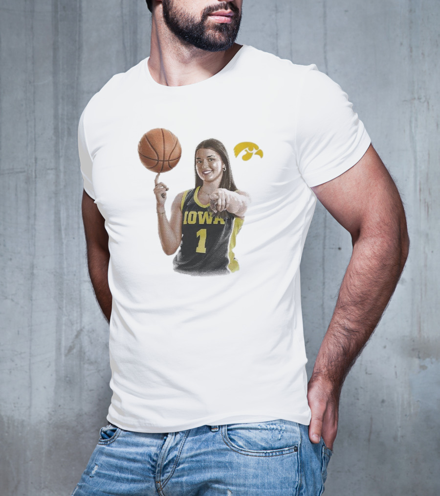 Taylor Stremlow Iowa Basketball Number 1 Portrait Signature With Team T-Shirt