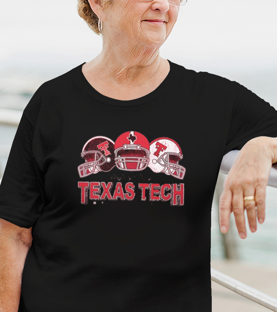 Texas Tech Red Raiders Trio Helmets Graphic Wreck 'Em T-Shirt