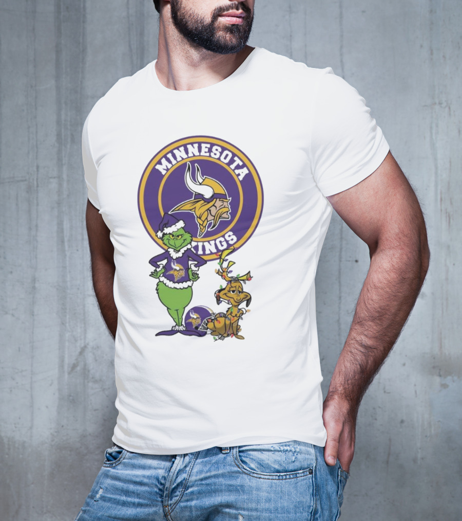 Minnesota Vikings Grinch And Max Merry Christmas T-Shirt
