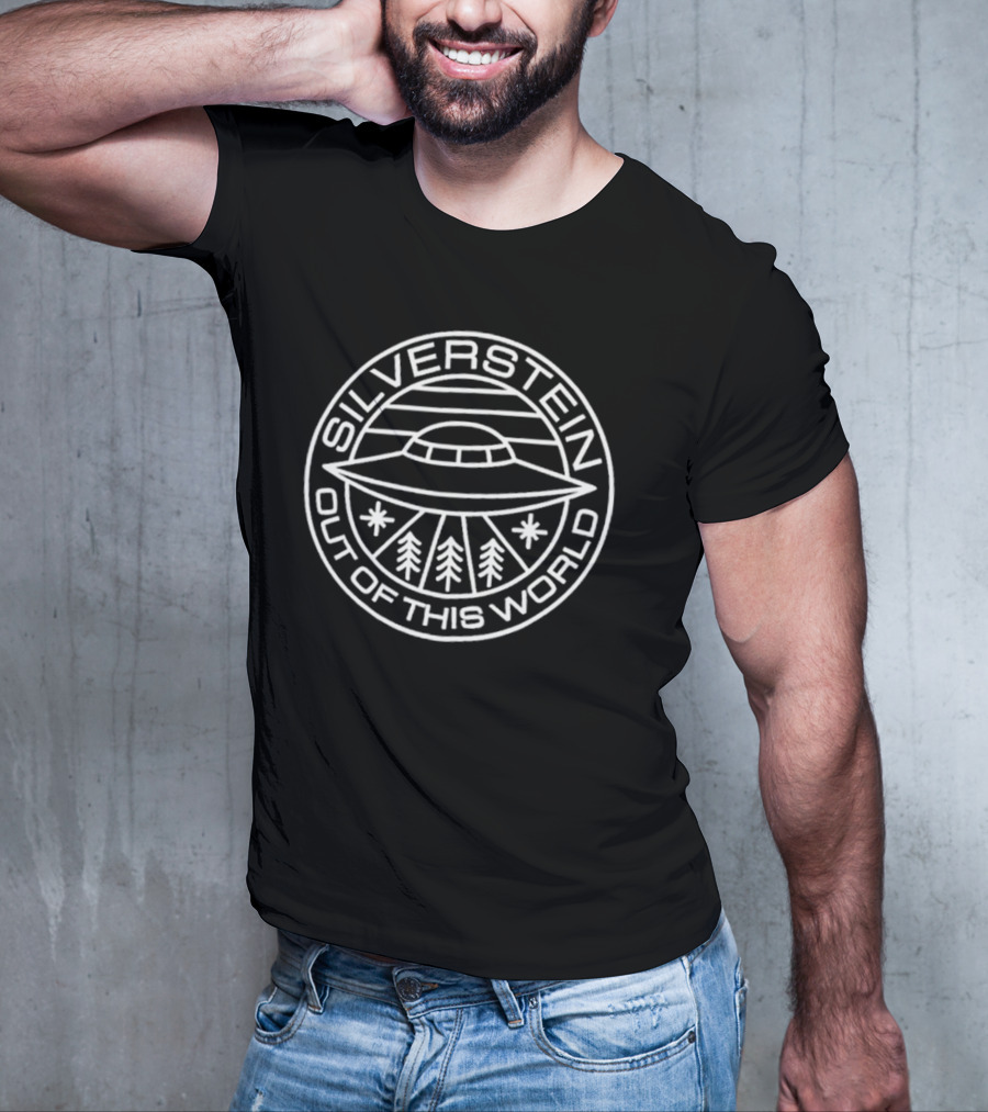 Silverstein Out Of This World UFO Logo Icon With Trees And Stars T-Shirt