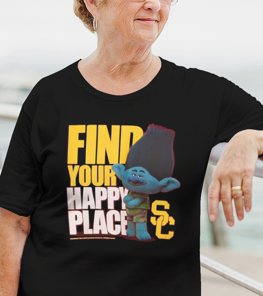 USC Trojans Find Your Happy Place SC Branch Trolls T-Shirt