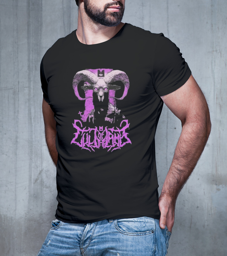 Cult Of The Lamb Unholy Goat Ram Skull Purple T-Shirt