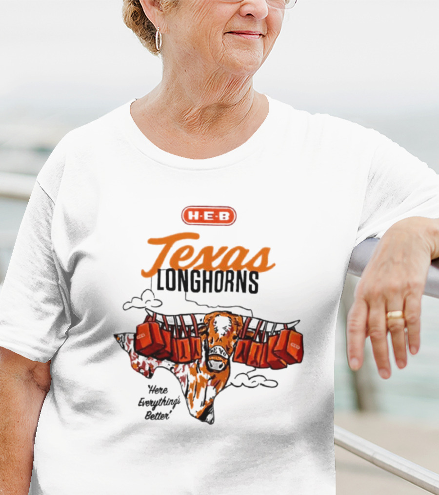H-E-B Texas Longhorns Here Everything's Better Hook 'em Horns T-Shirt