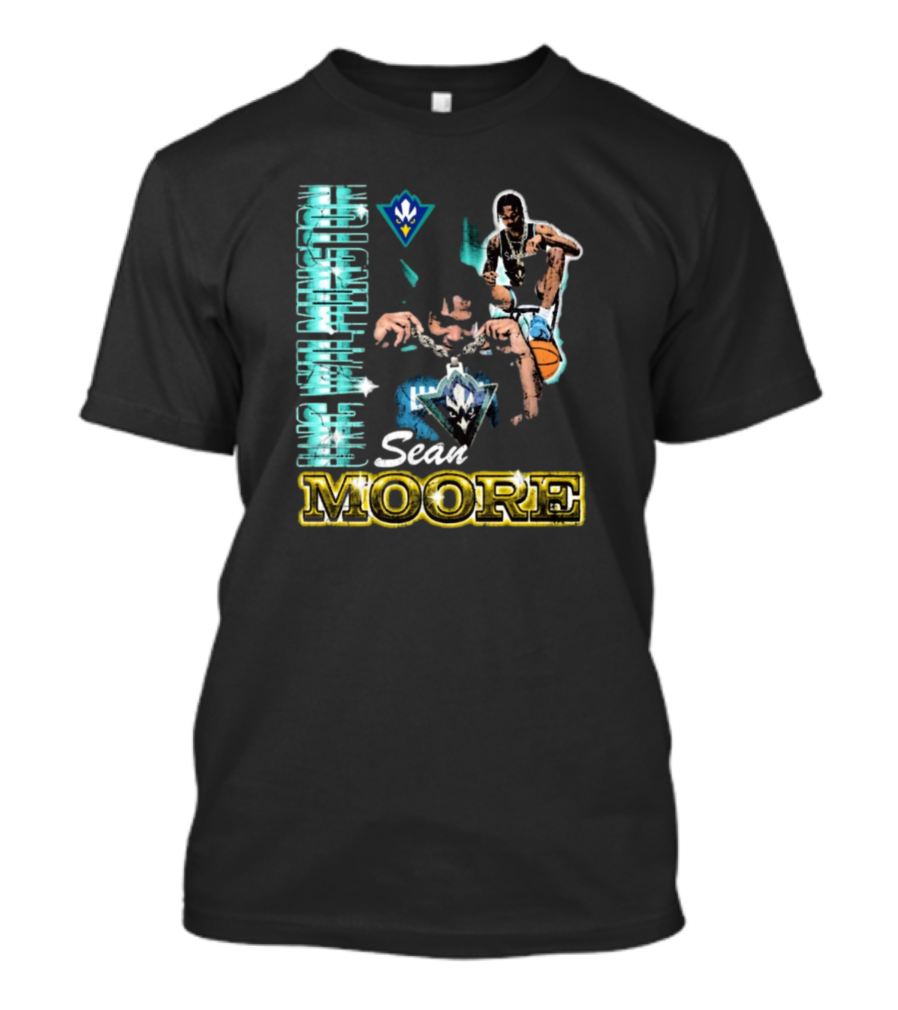 UNC Wilmington Seahawks Sean Moore 90s Basketball T-Shirt