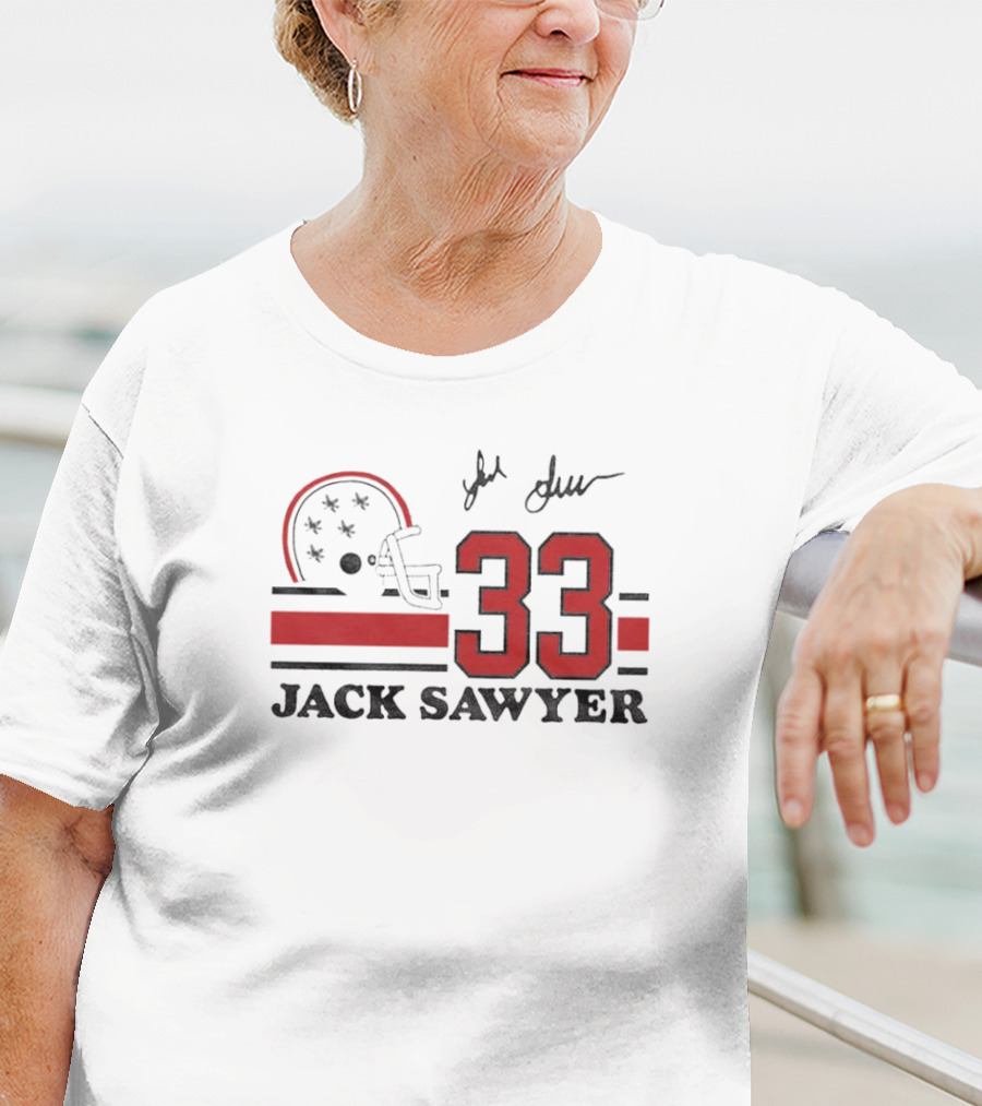 Jack Sawyer #33 Ohio State Signature Helmet And Jersey T-Shirt